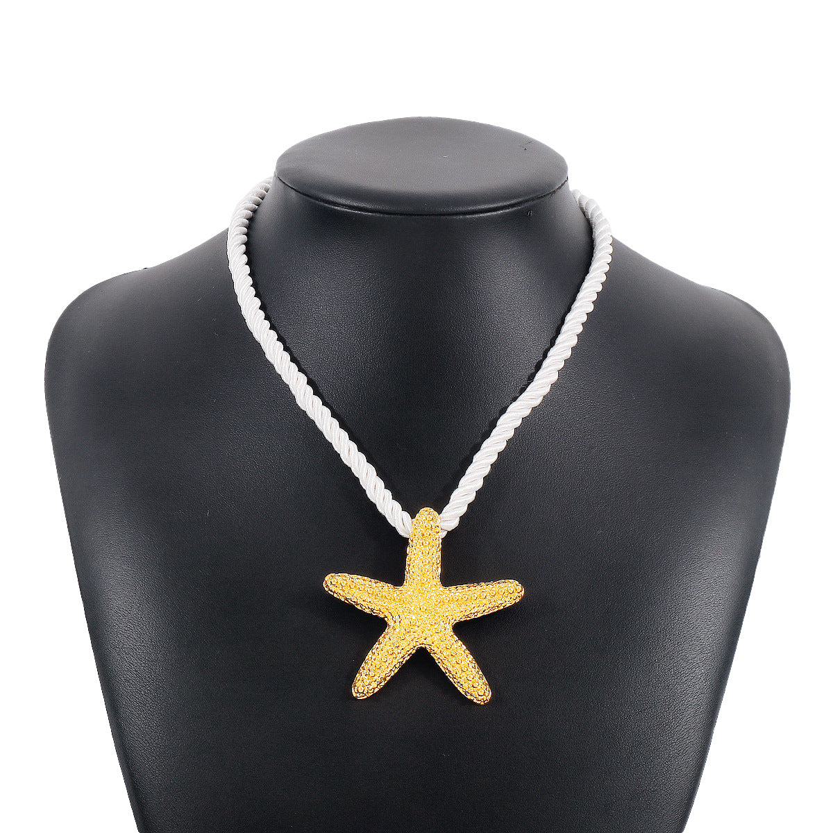 Collar con colgante de estrella de mar y concha personalizado para mujer con colgante de aleación de forma geométrica, acabado galvanizado, estilo playero, joyería minimalista