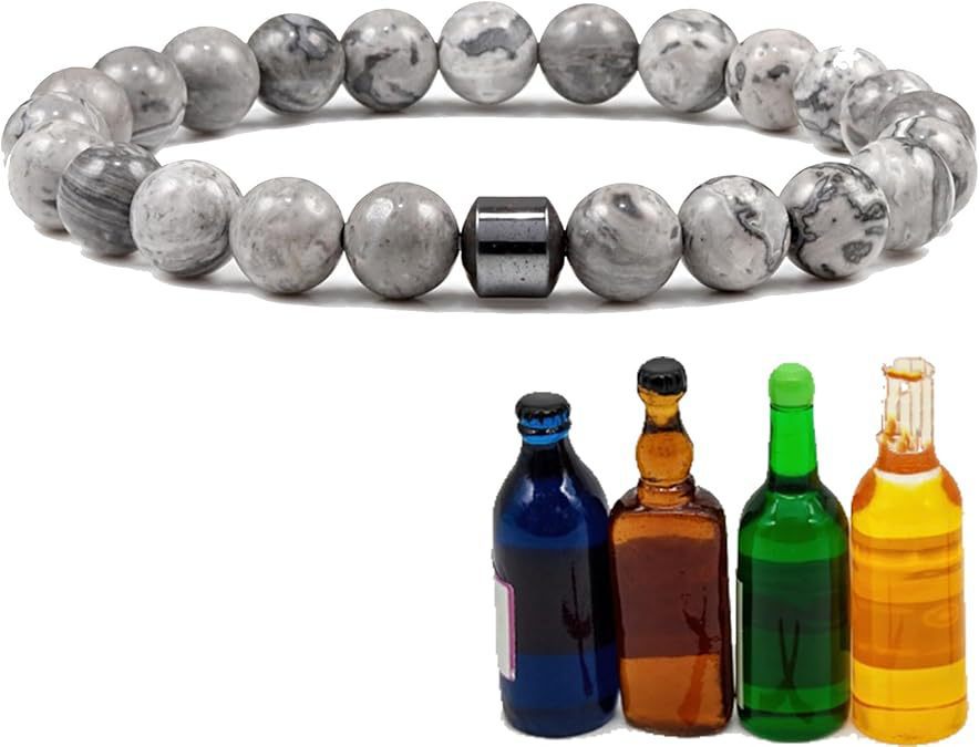 Unisex Magnetic White Pine Black Matte Tiger Eye Agate Beaded Bracelet Geometric Round Gemstone Jewelry