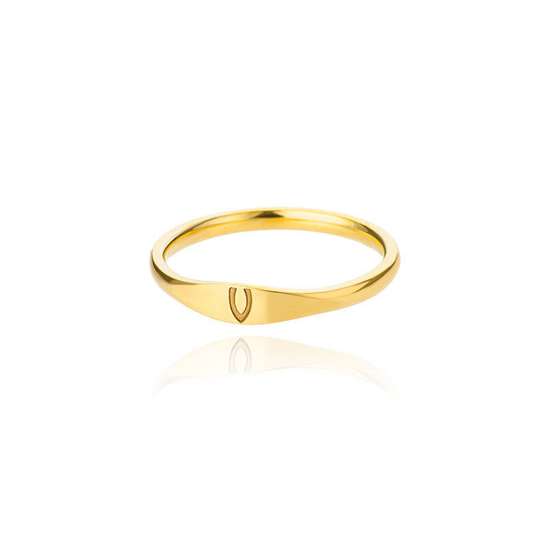 Minimalist Luxury Plated Stainless Steel Letter Ring Unisex
