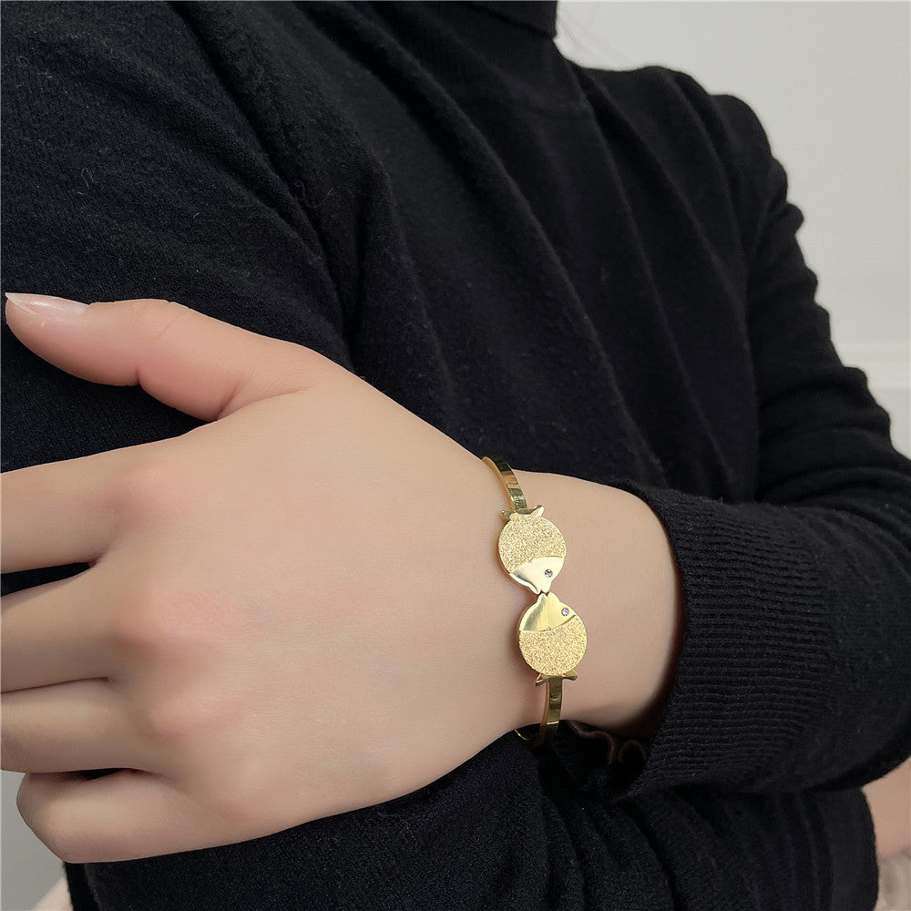 Gold Plated Titanium Steel Fish Shape Bracelet