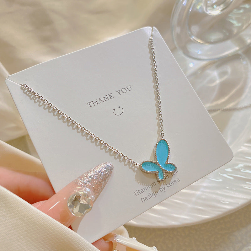 Casual Gold Plated Butterfly Titanium Steel Necklace