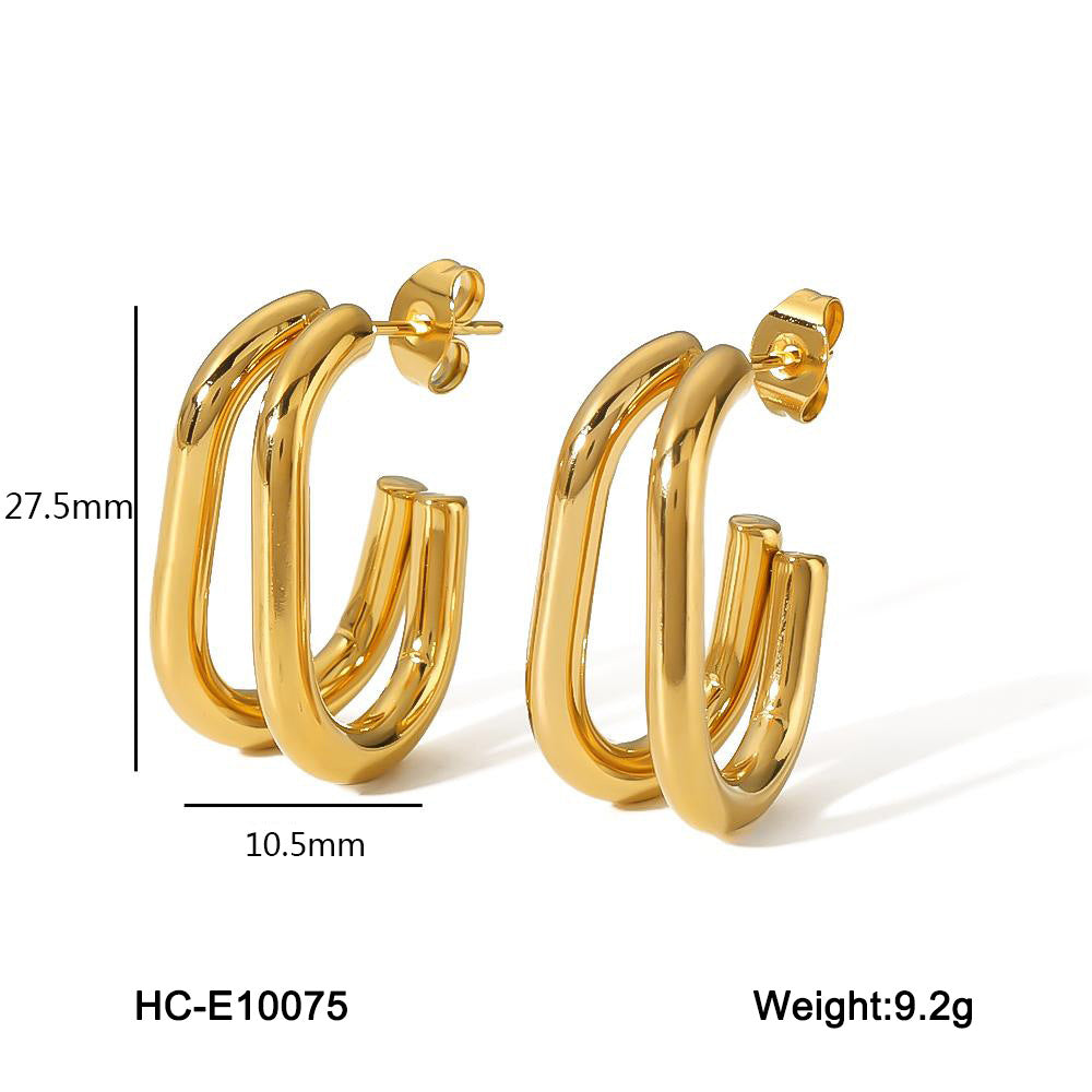 Geometric Stainless Steel Hypoallergenic Coil Earrings for Women with Plated Finish