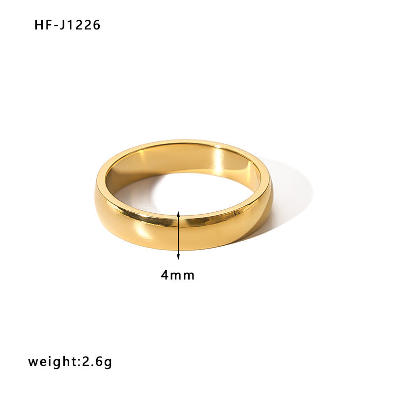 Minimalist Stainless Steel Ring with Crown Heart Bow Knot Leaf Wave Diamond Drop Star Geometric Shape 18K Vacuum Plated Gold Finish Women's Band
