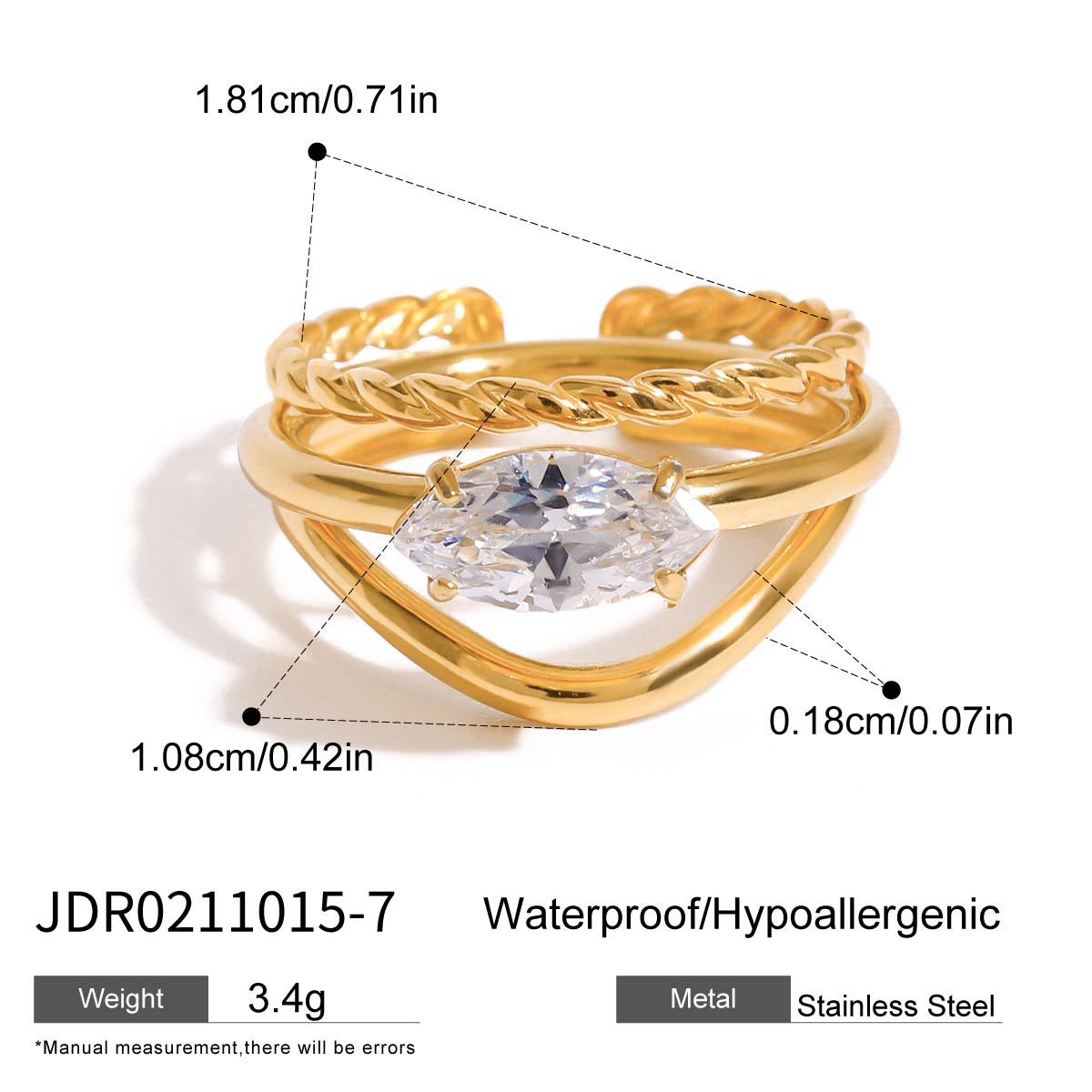 Geometric Floral Plated Stainless Steel Ring for Women