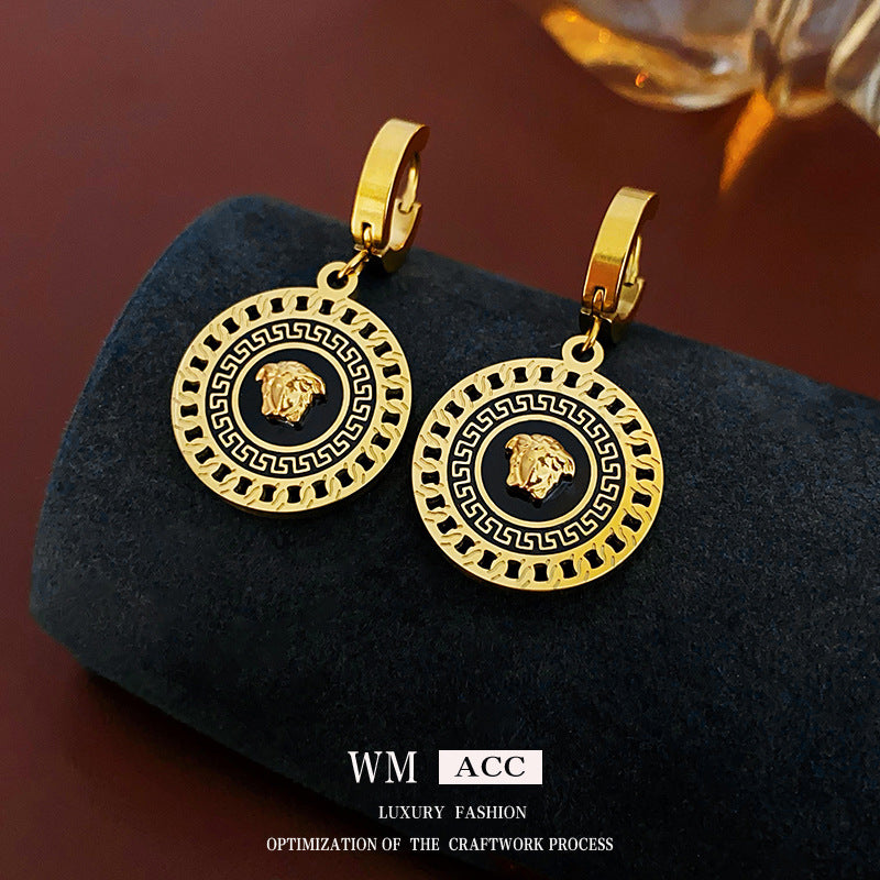 Vintage Floral and Teardrop Shaped Copper Earrings with 925 Silver Posts, Electroplated Finish, Elegant Court-Inspired Retro Ear Jewelry for Women