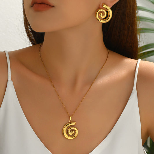 Juego de collar con colgante de círculo geométrico estilo gótico con pendientes para mujer, joyería chapada en aleación