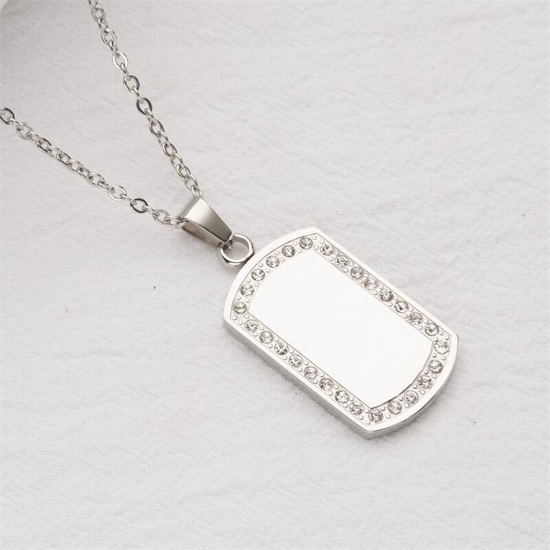Sweet and Edgy Geometric Pendant Necklace in Stainless Steel with Double-Sided Polished Finish and Engravable Design