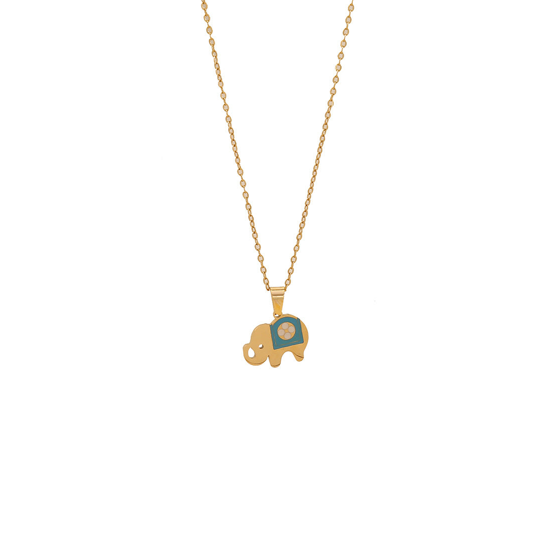 Collana da donna con ciondolo a farfalla e elefante colorati in acciaio inossidabile con smalto