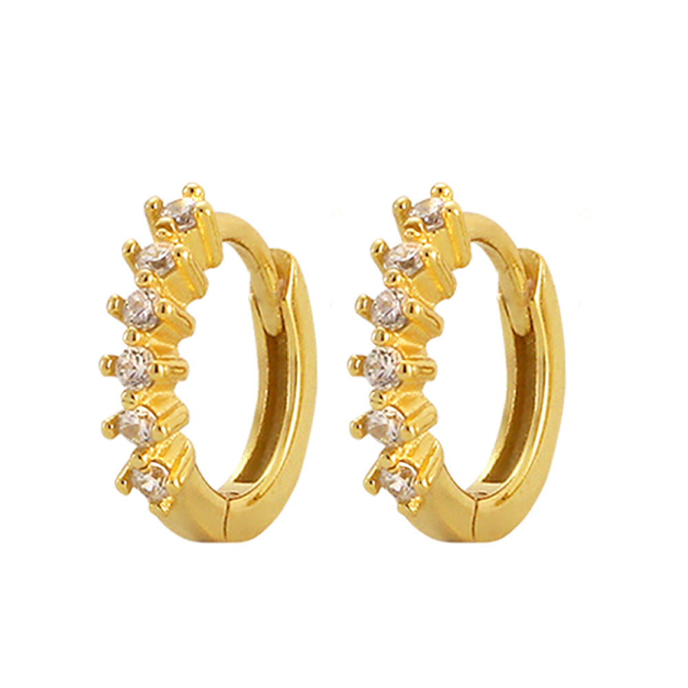 Eleganti orecchini a cerchio da donna minimalisti in argento sterling 925 placcato con gemme, dalla forma geometrica e rotonda