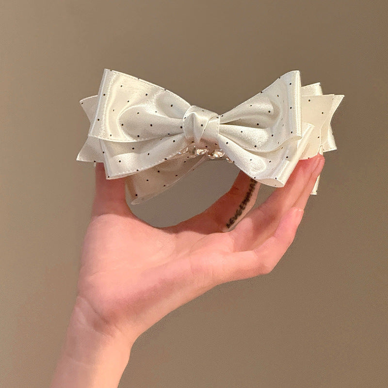 Elegante Fermaglio per Capelli a Fiocco in Acrilico e Tessuto Intrecciato per Donna con Dettagli Artigianali