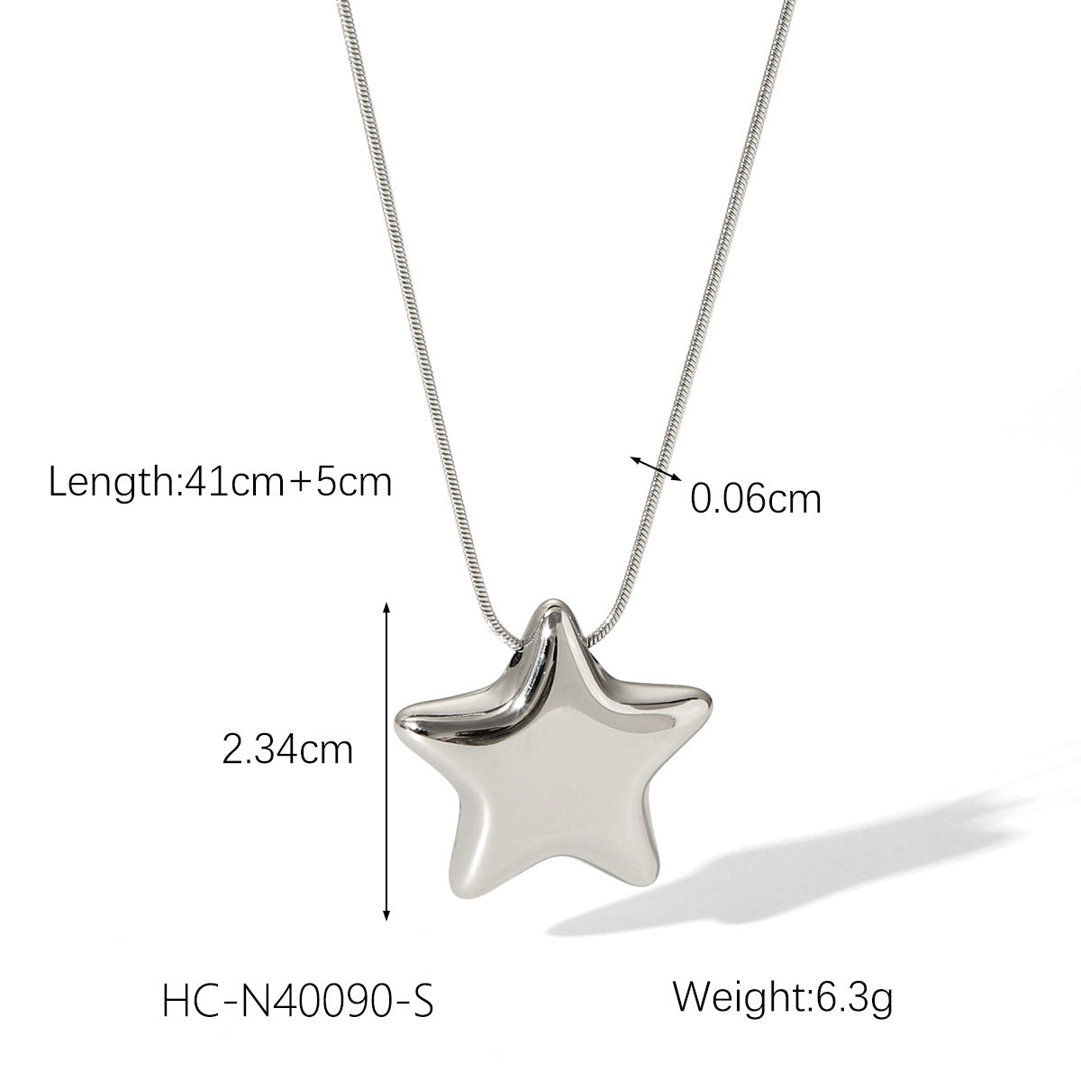 Collana Minimalista da Donna in Acciaio Inossidabile a Forma di Stella con Ciondolo in Acciaio al Titanio e Finitura Placcata
