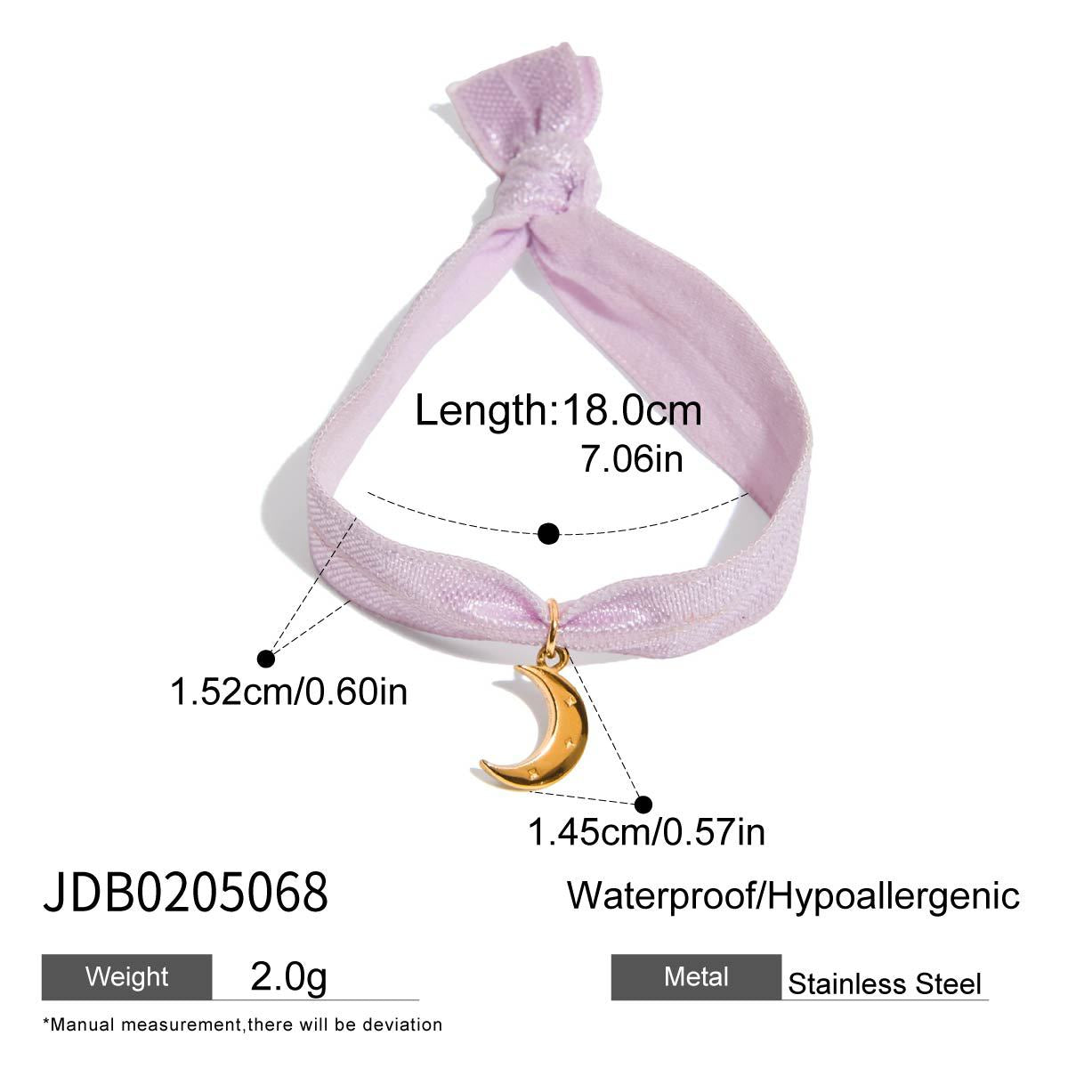Bracciale Minimalista Geometrico in Acciaio al Titanio per Donna con Finitura Placcata Motivo Luna Accessorio Moda Stile Naturale
