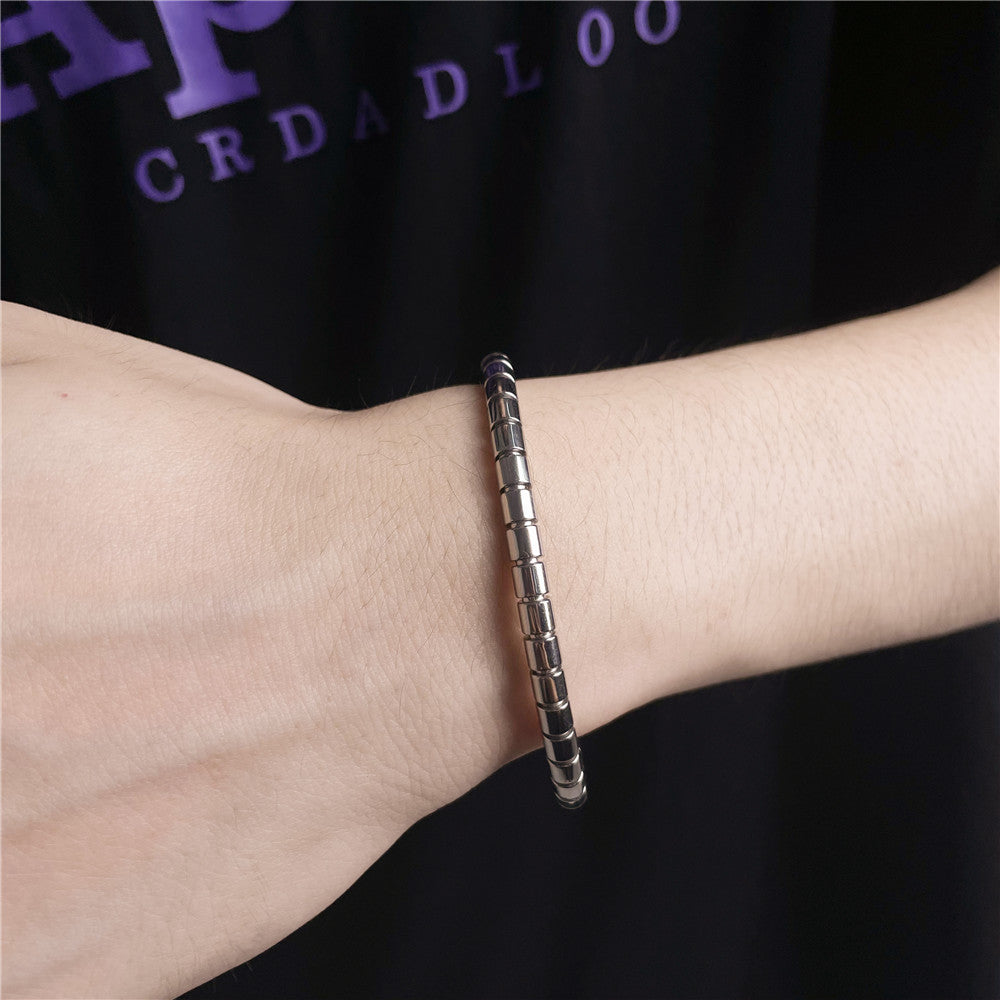 Minimalist Geometric Titanium Steel Bracelet with Gold Inlay for Women and Unisex Fashionable Office Wear