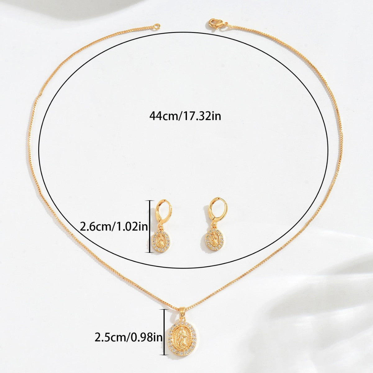 Conjunto de Collar con Colgante Geométrico Ovalado y Lineal Estilo Conmutador de Moda con Incrustaciones de Zirconia para Mujer