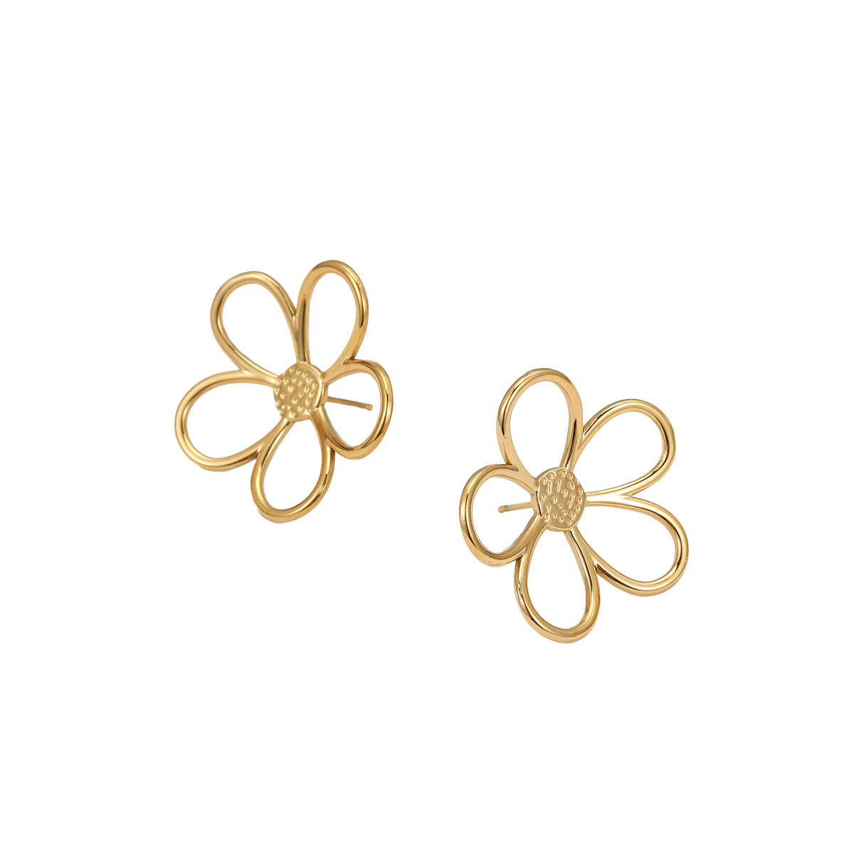 Orecchini da donna in acciaio inossidabile placcati oro 18 carati con motivi floreali e geometrici di tendenza