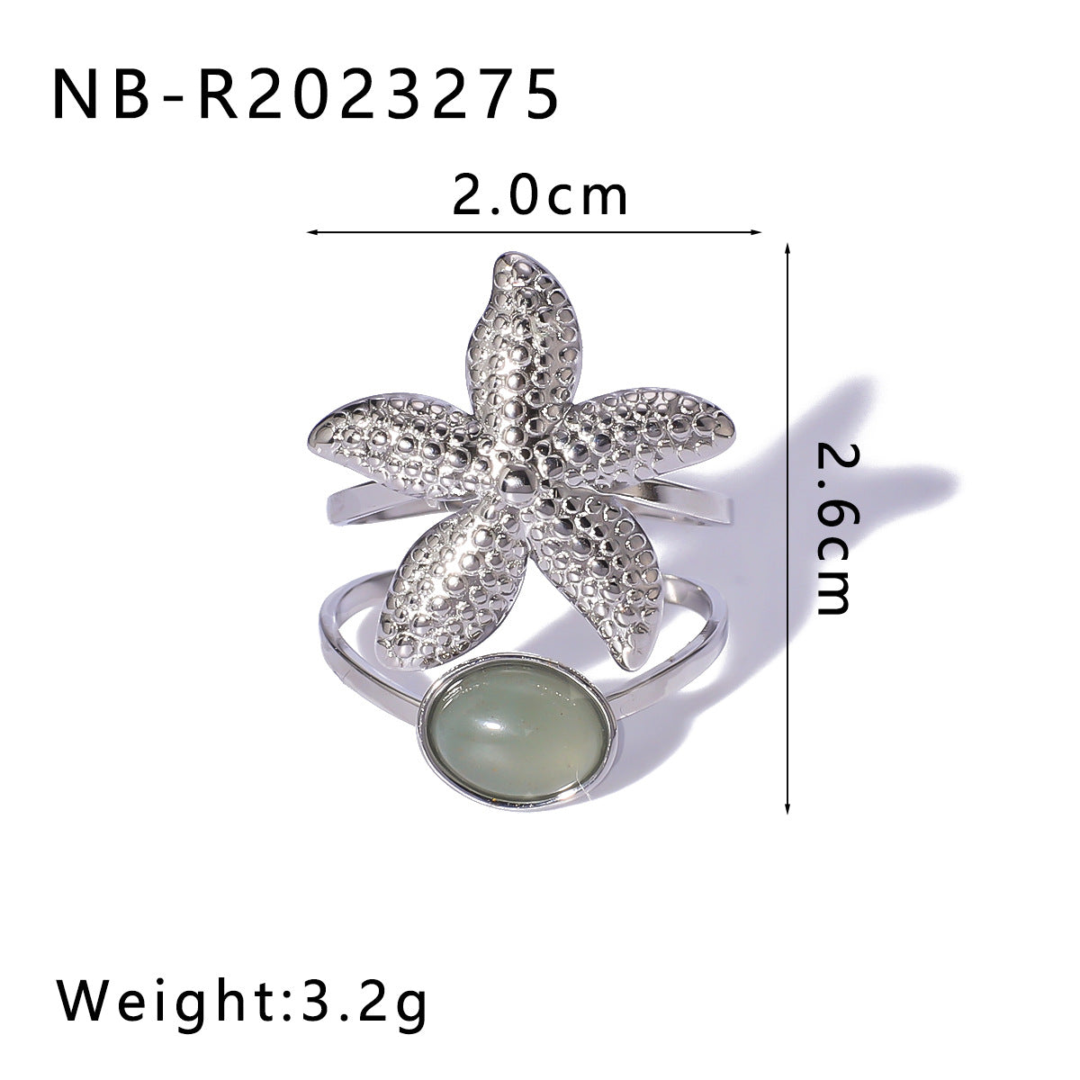 INS Style Geometric Starfish and Seashell Open Ring for Women Stainless Steel with 18K Vacuum Plating