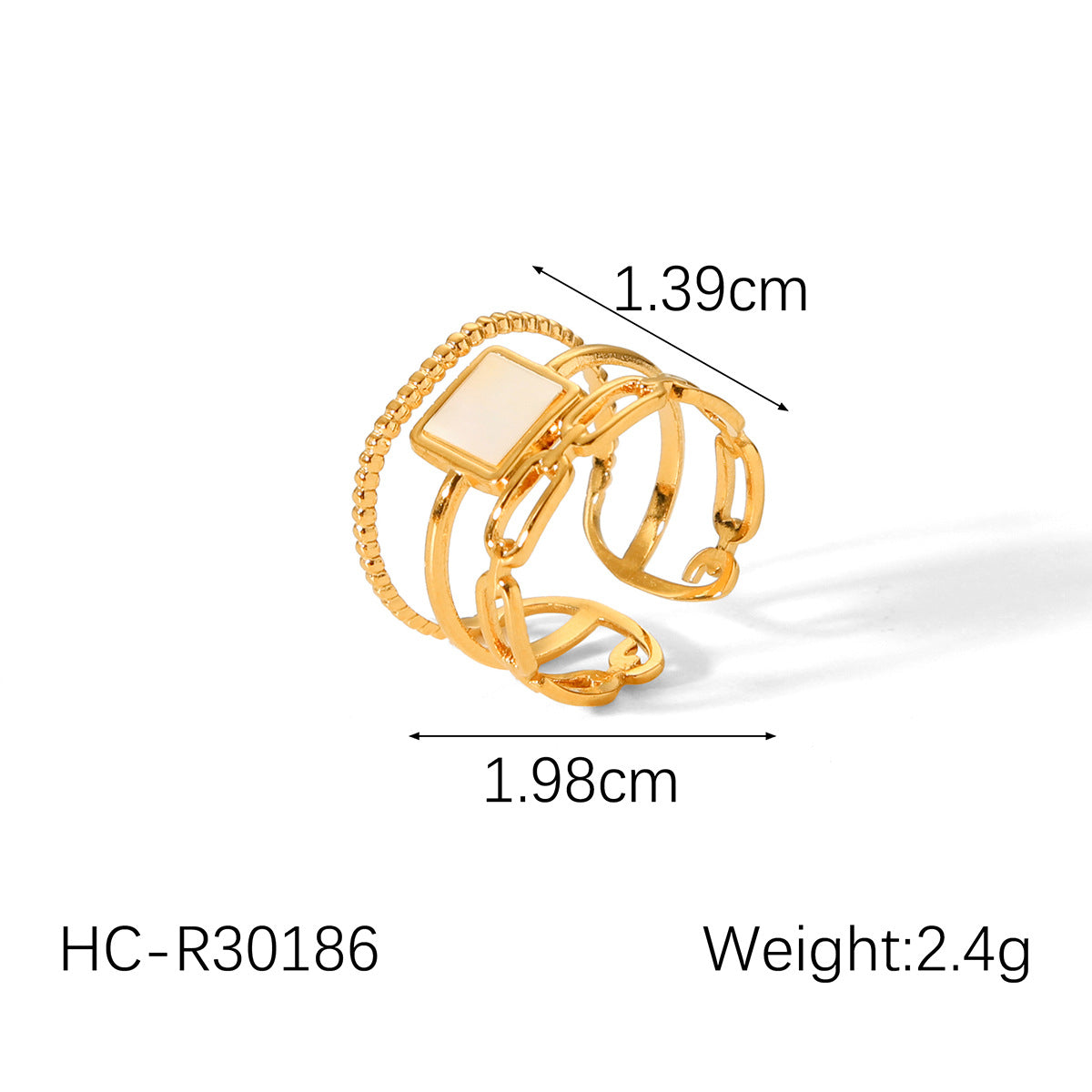 INS Style Geometric Asymmetrical Stainless Steel Gold Plated Ring for Women Titanium Steel Hypoallergenic Fashion Ring