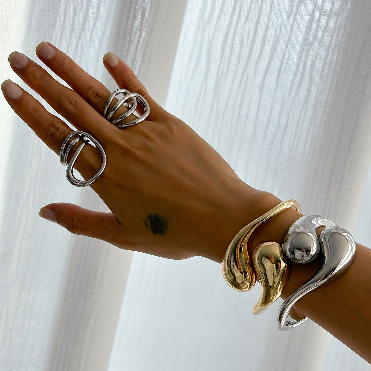 Casual Irregular Teardrop Zinc Alloy Plated Bracelet Set