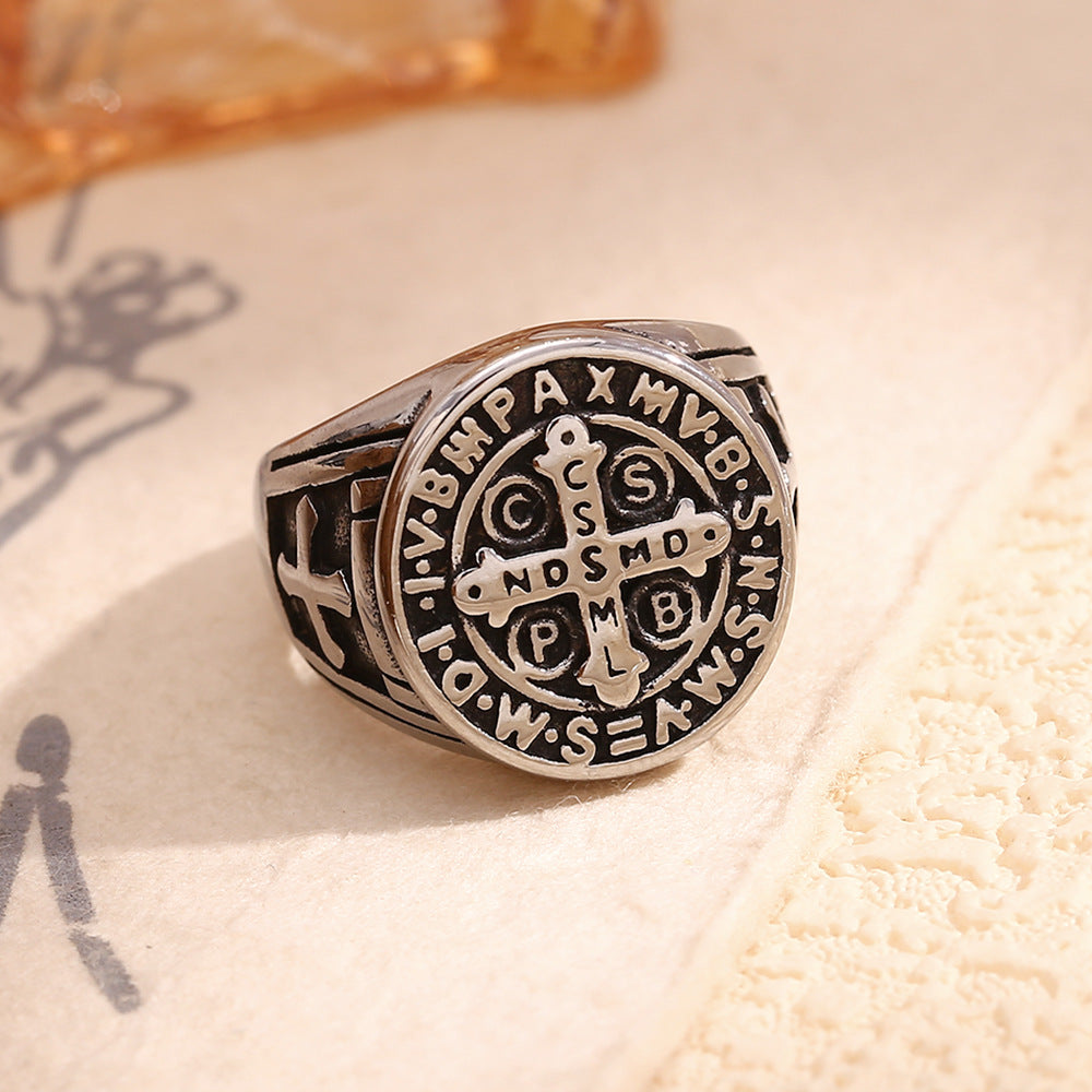Anello in acciaio inossidabile a forma di lettera, minimalista, placcato oro 18K da uomo