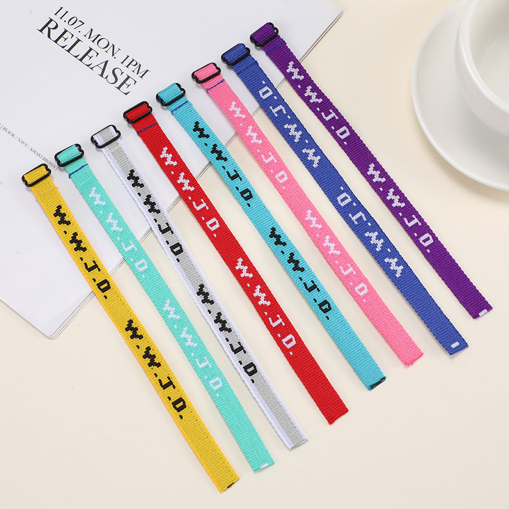 Sporty Unisex Adjustable Letter Woven Polyester Bracelet DIY Charm Bar