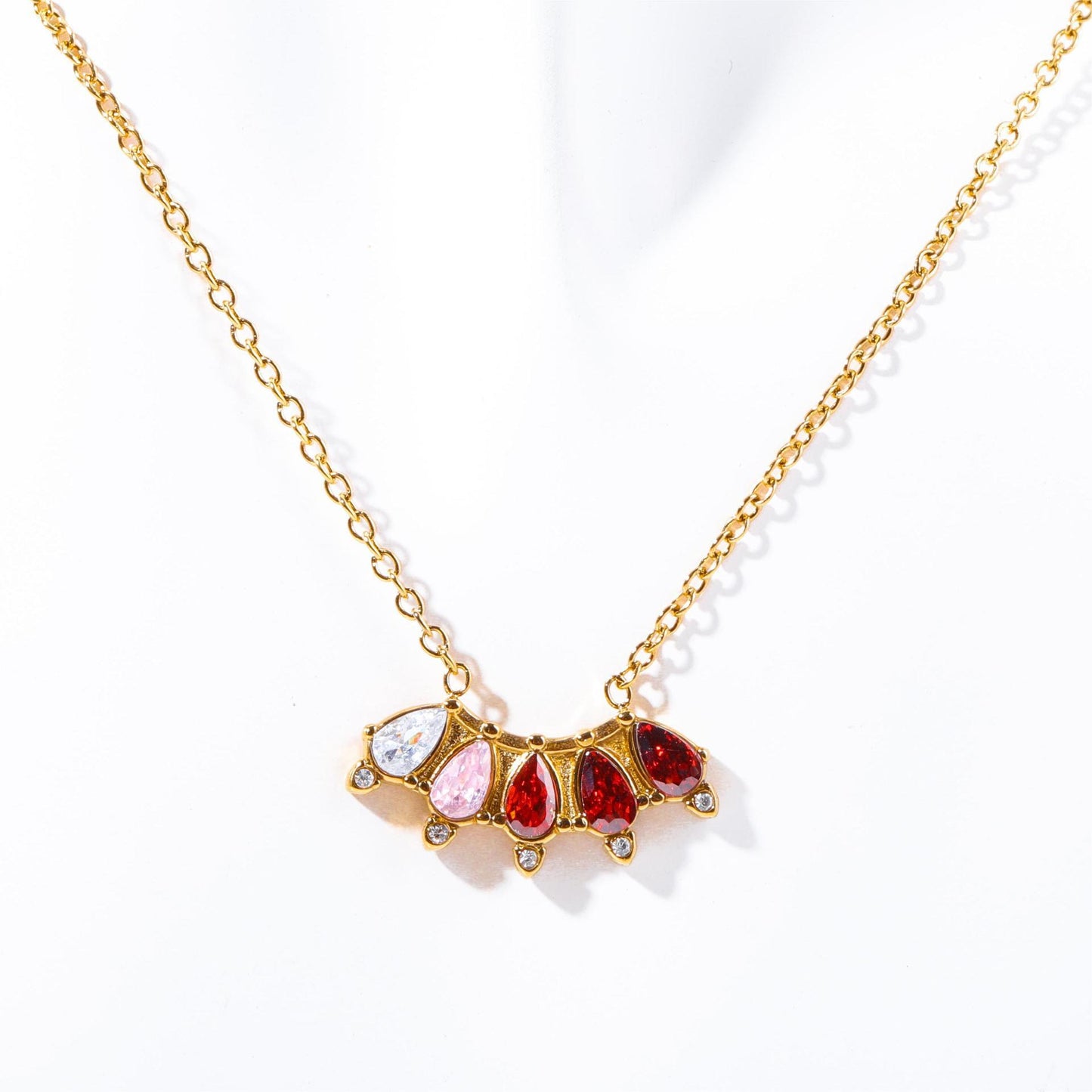 Vintage Geometric Stainless Steel Choker Necklace with 18K Gold Plating and Birthstone Accents