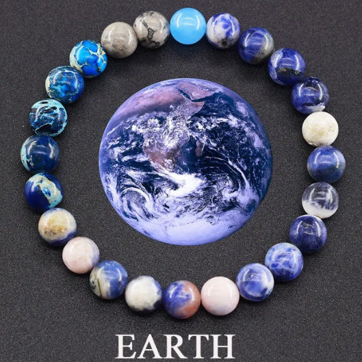 Elegant Natural Gemstone Round Beaded Bracelet Unisex Geometric Stretch Bangle Gift