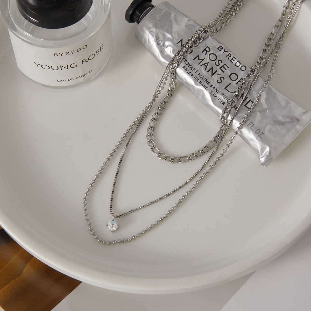 Geometric Stainless Steel PVD Cubic Zirconia Pendant Necklace for Women