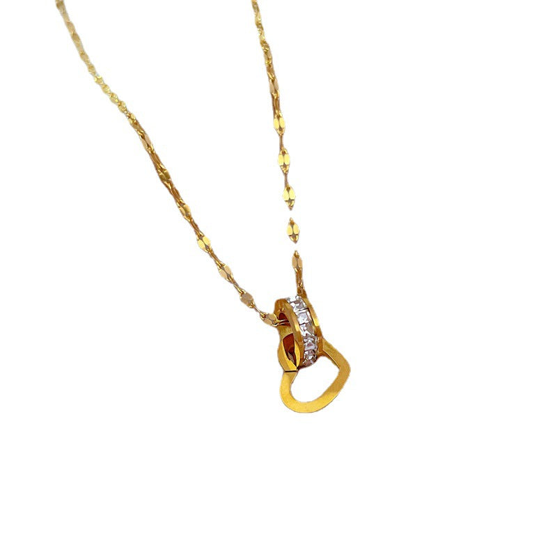 Heart Geometric Titanium Steel Plated Necklace for Women Lip Chain