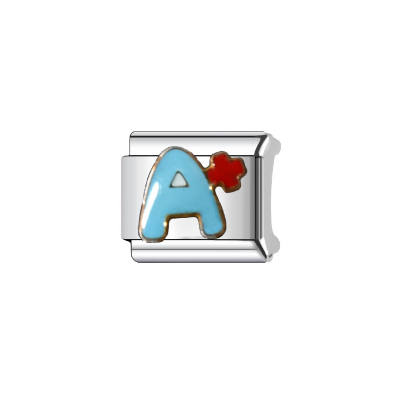 Sweet Punk Square Plated Stainless Steel DIY Charm Bar Bracelet Unisex Cartoon Heart Letter Accessories