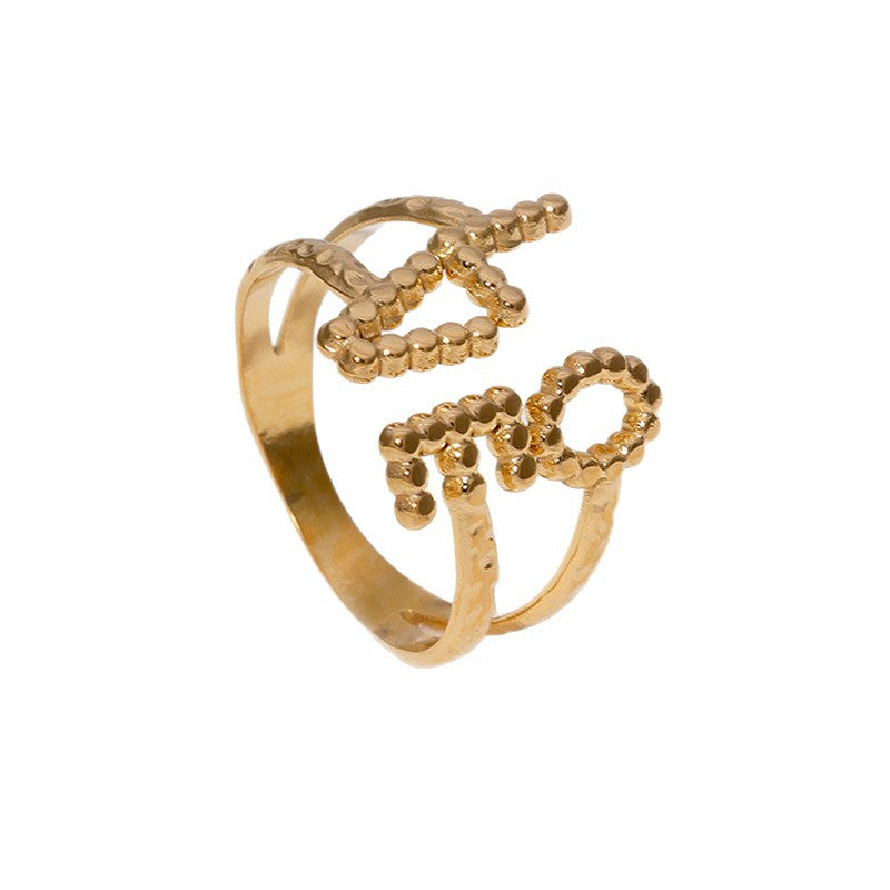 Minimalist Sweet Letter Stainless Steel Plated Open Ring LOVE Design for Women