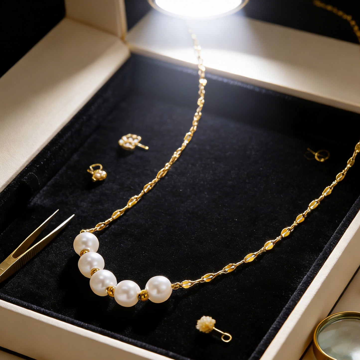 Vintage Luxury Geometric Round Stainless Steel Plated Necklace with Pearl Pendant for Women