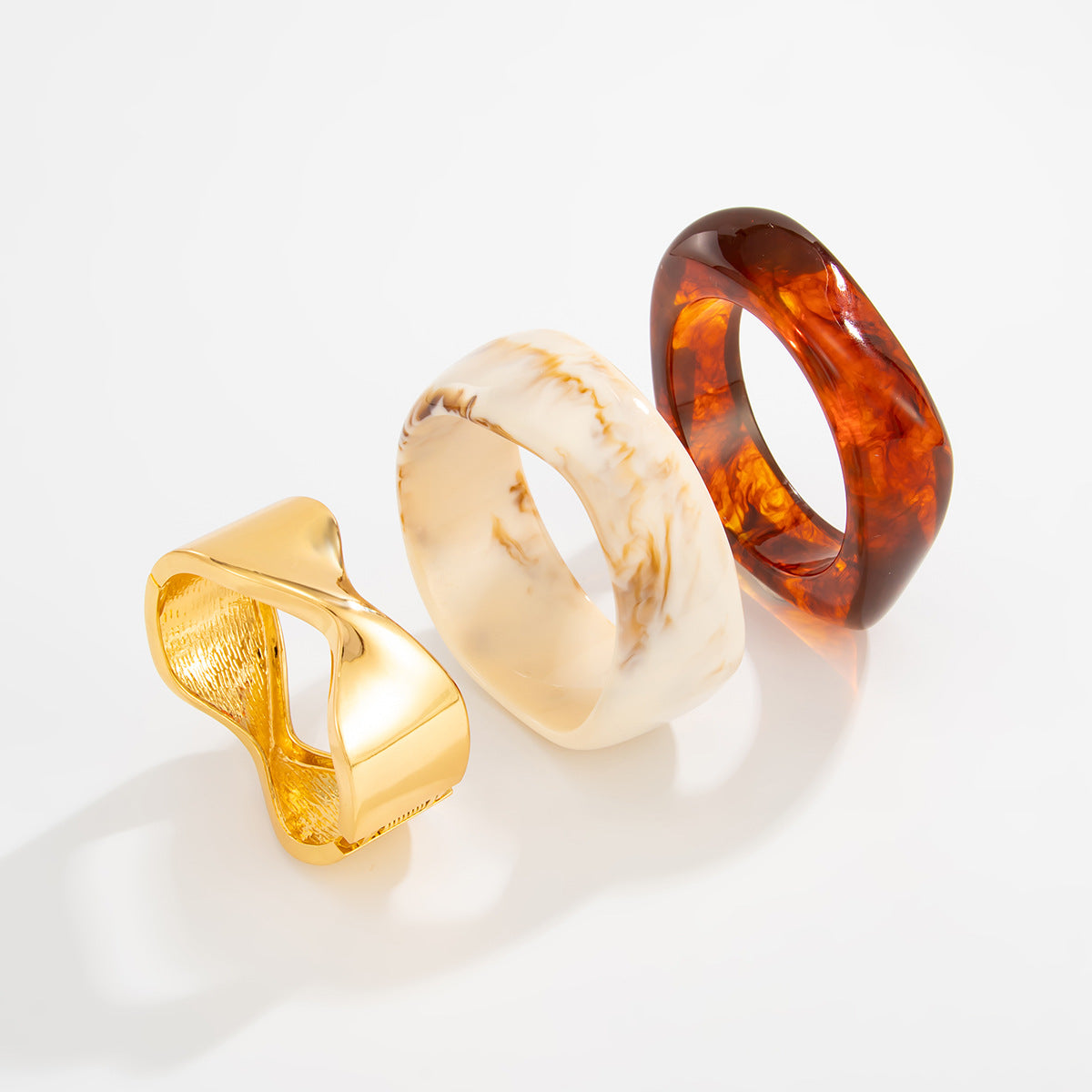 Vintage Gradient Geometric Acrylic Plated Bangle Bracelet for Women