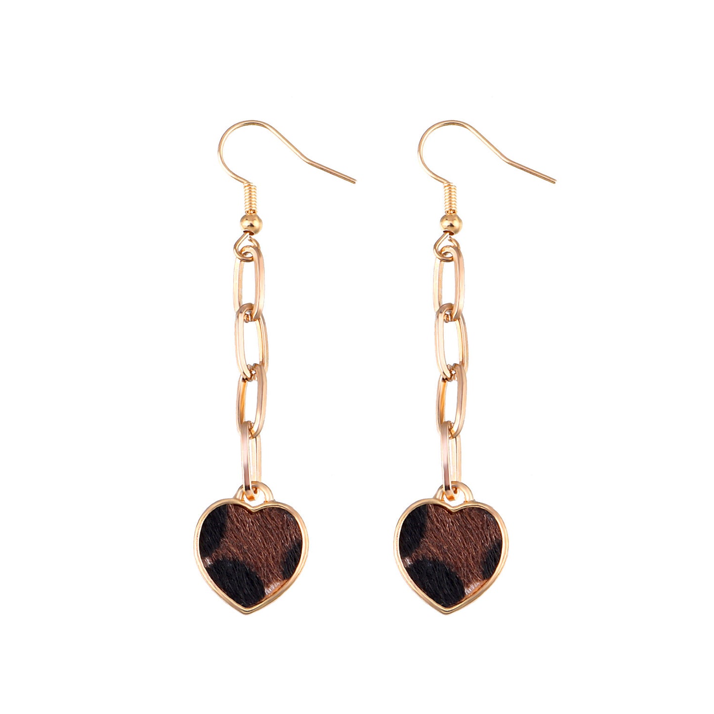 Fashion Leopard Print Heart-Shaped Alloy Earrings for Women with Plated Finish