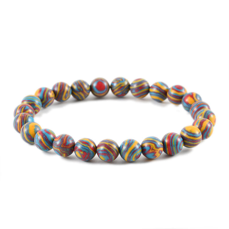 Geometric Natural Stone Agate Beaded Bracelet Unisex Handmade Jewelry