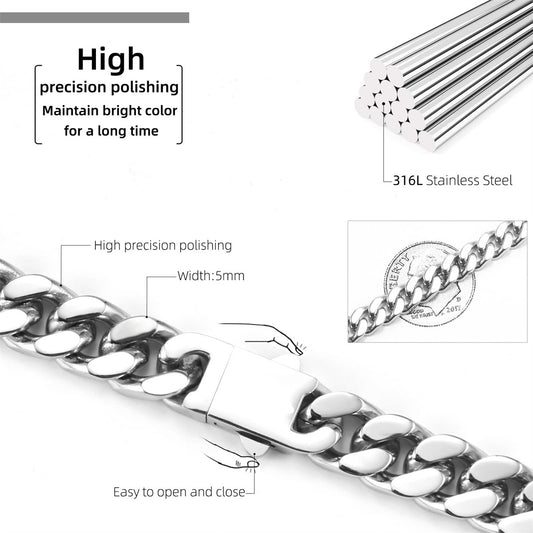 Collana geometrica Miami Cuban Link da uomo e da donna in acciaio inossidabile con finitura placcata