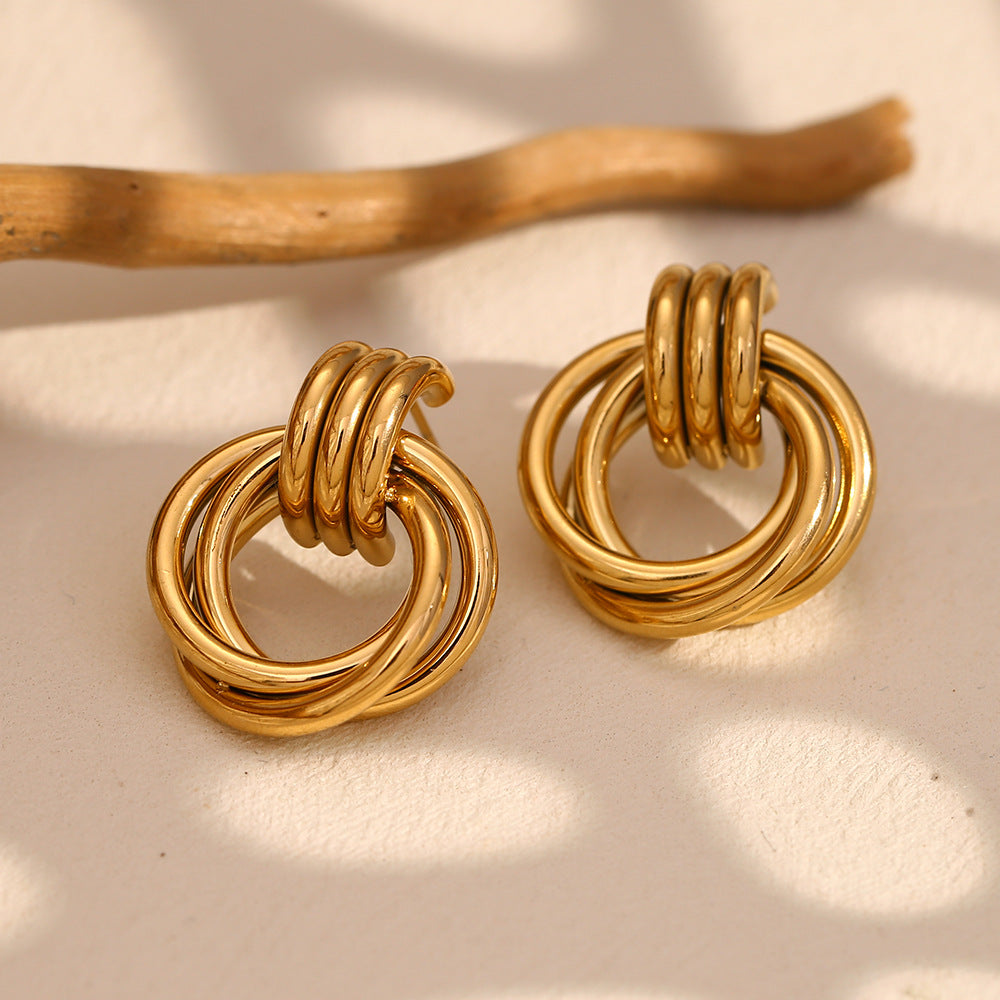 Orecchini alla Moda in Acciaio Inossidabile Geometrici Vintage Placcati Oro 18K da Donna