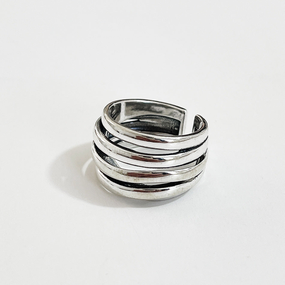 Anello da donna vintage in argento sterling 925 a cuore geometrico