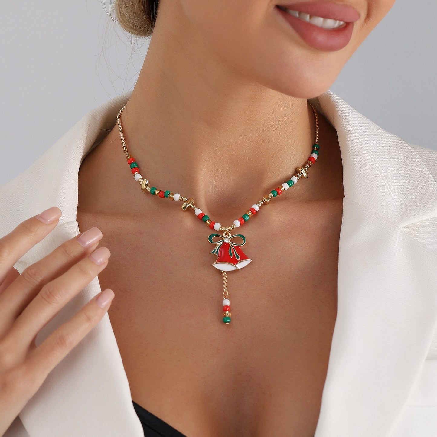 Fashion Choker Necklace with Butterfly and Christmas Hat Pendant in Geometric Shape, Alloy Plated, Festive Holiday Party Jewelry for Women