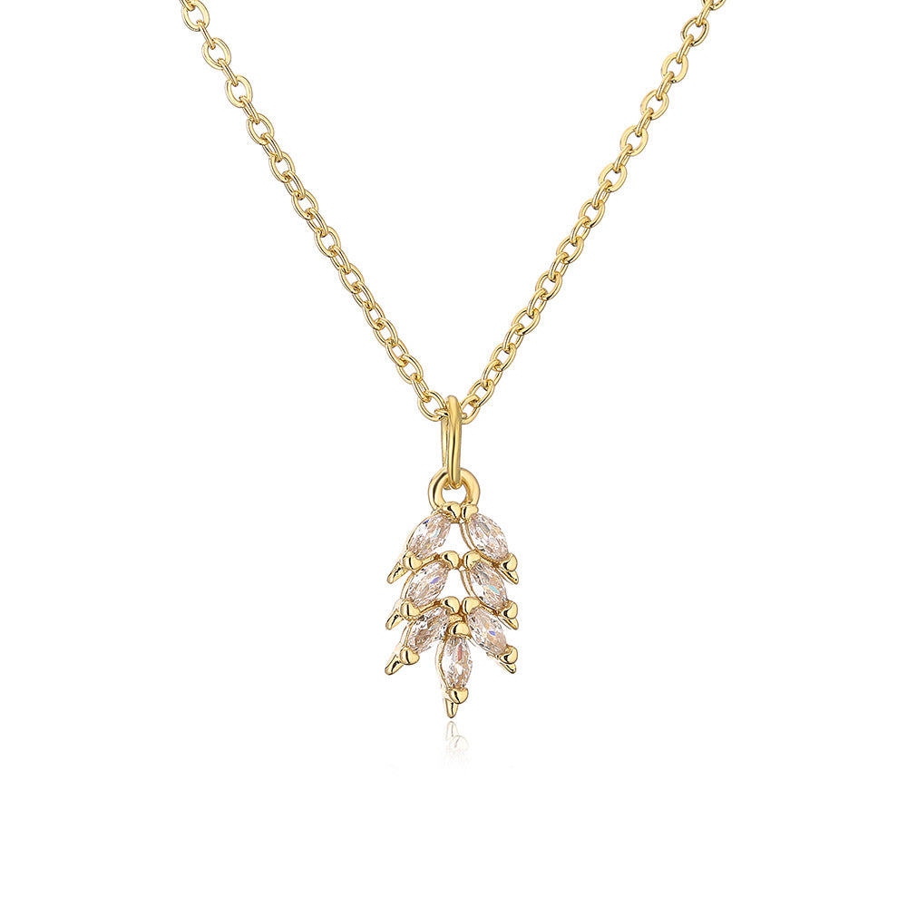 Elegant French-Style Geometric Pendant Necklace for Women with Zircon Accents on Copper Chain
