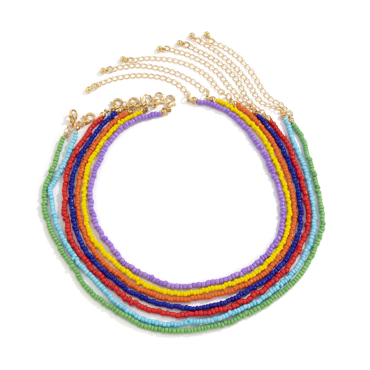 Juego de collar con cuentas Miyu trenzadas de colores arcoíris bohemio vintage con cuentas redondas geométricas para mujer