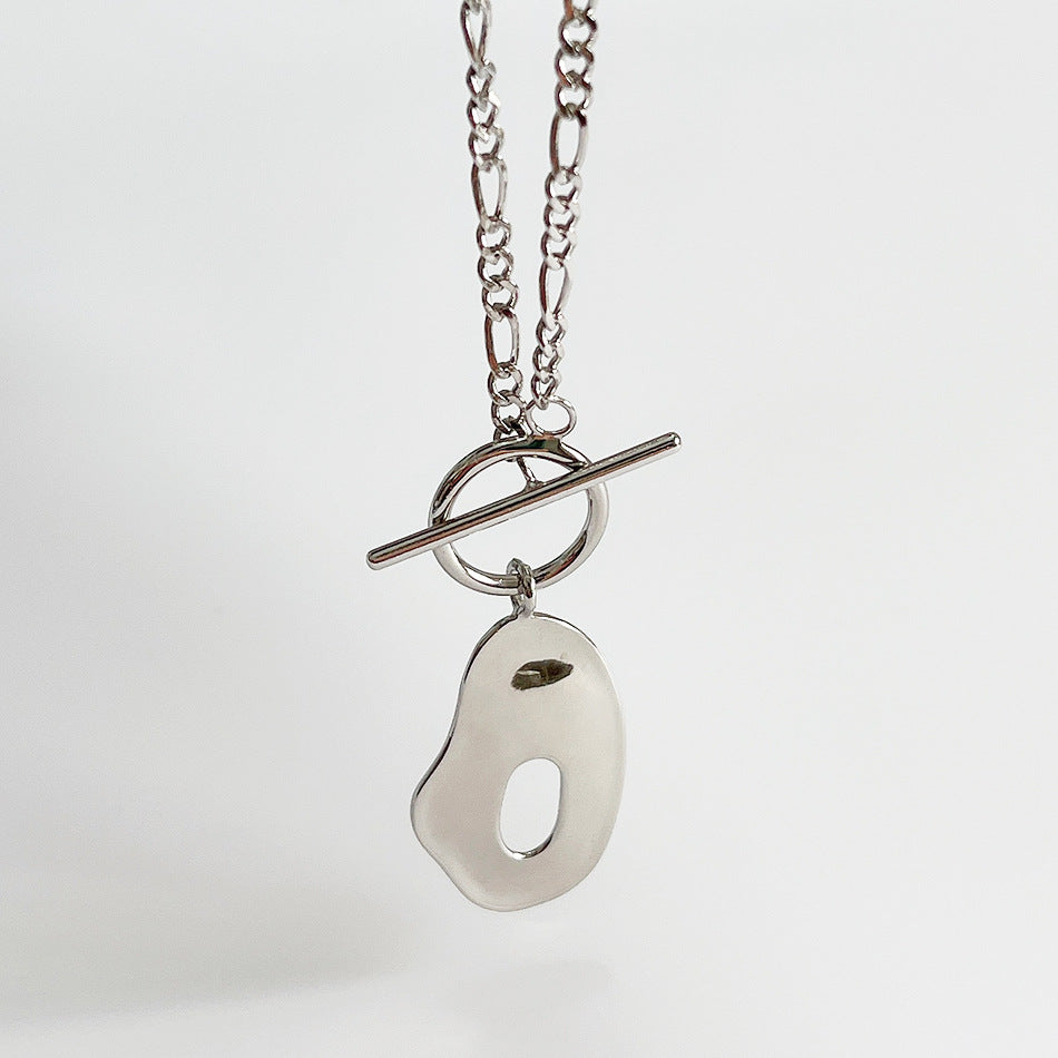 Minimalist 925 Sterling Silver Geometric Round Irregular Pendant Ball Chain Necklace for Women