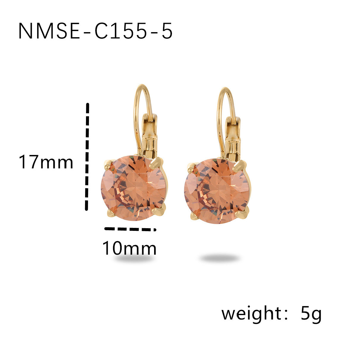 Fashion Minimalist 18K Gold Plated Stainless Steel Geometric Round Single Stone Stud Earrings for Women