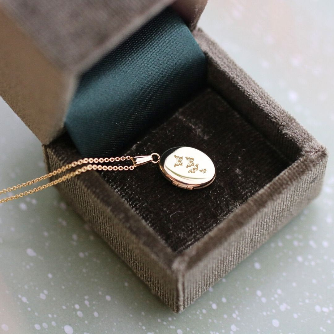 Vintage Butterfly Pendant Necklace in Copper with Plated Finish on O-Chain for Unisex Wear