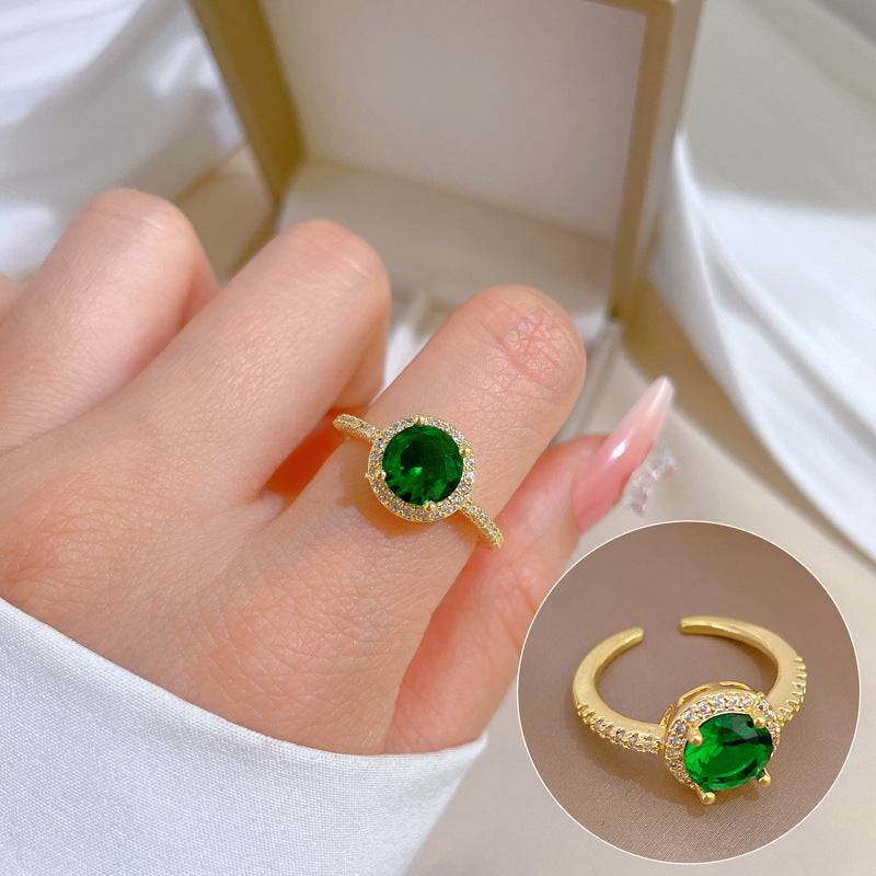 Geometric Rhinestone Ring for Women Plated Brass Minimalist Open Band