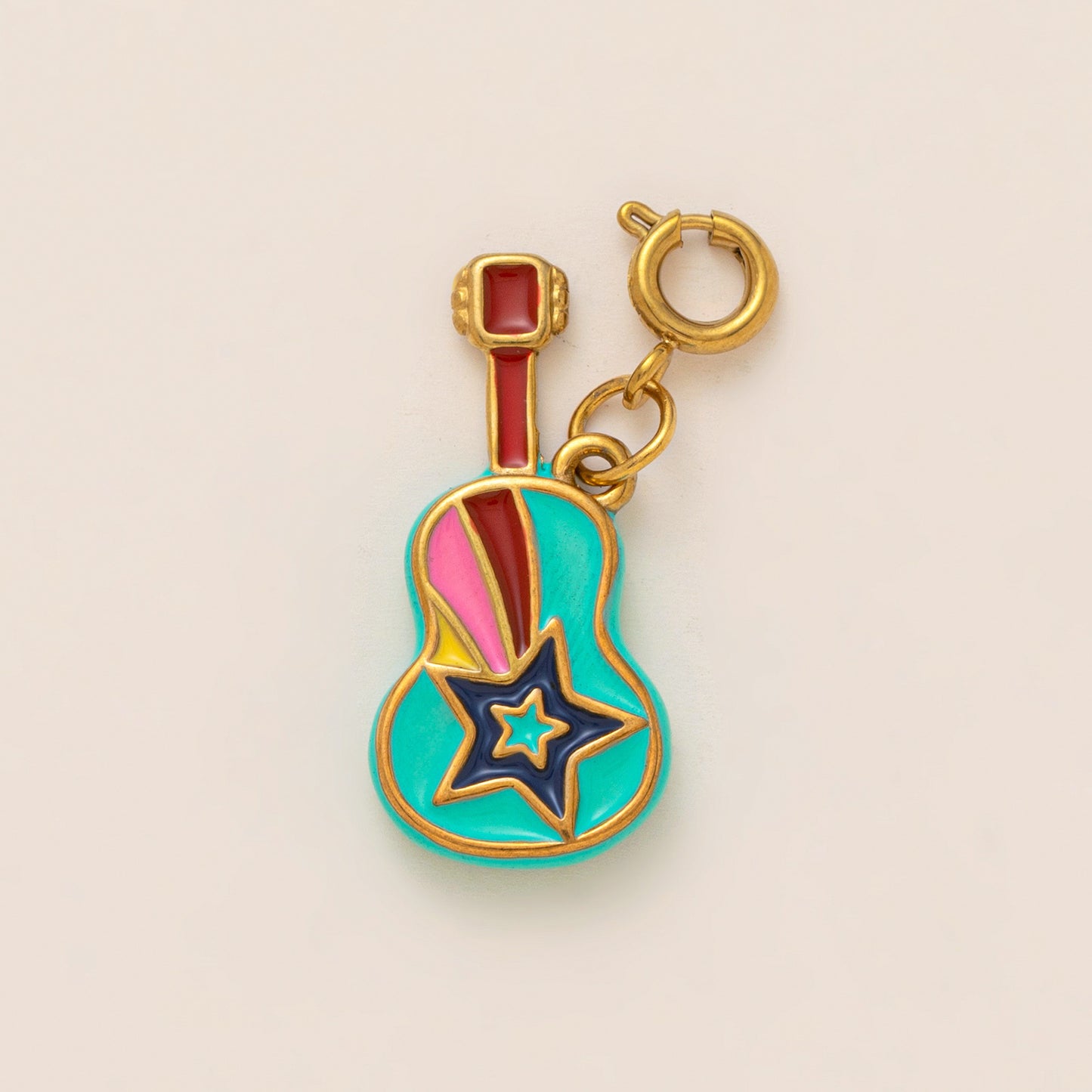 Fashion Geometric Glasses Pizza Pendant Gold Plated Titanium Steel Charm Bar for Unisex