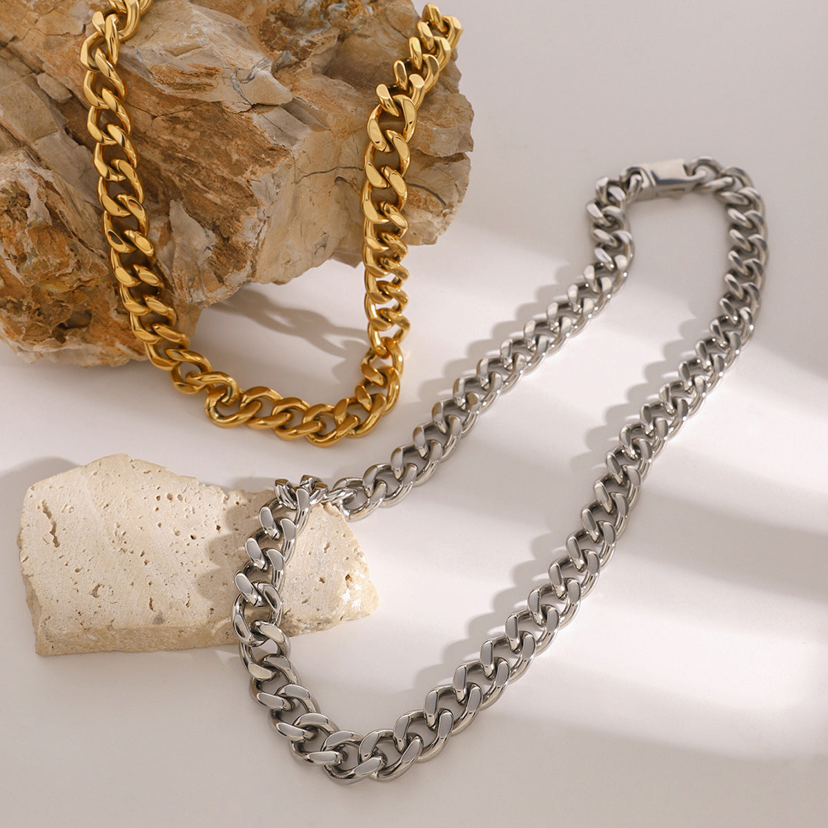 Collana a Catena in Acciaio Inossidabile Placcato Geometrico da Donna