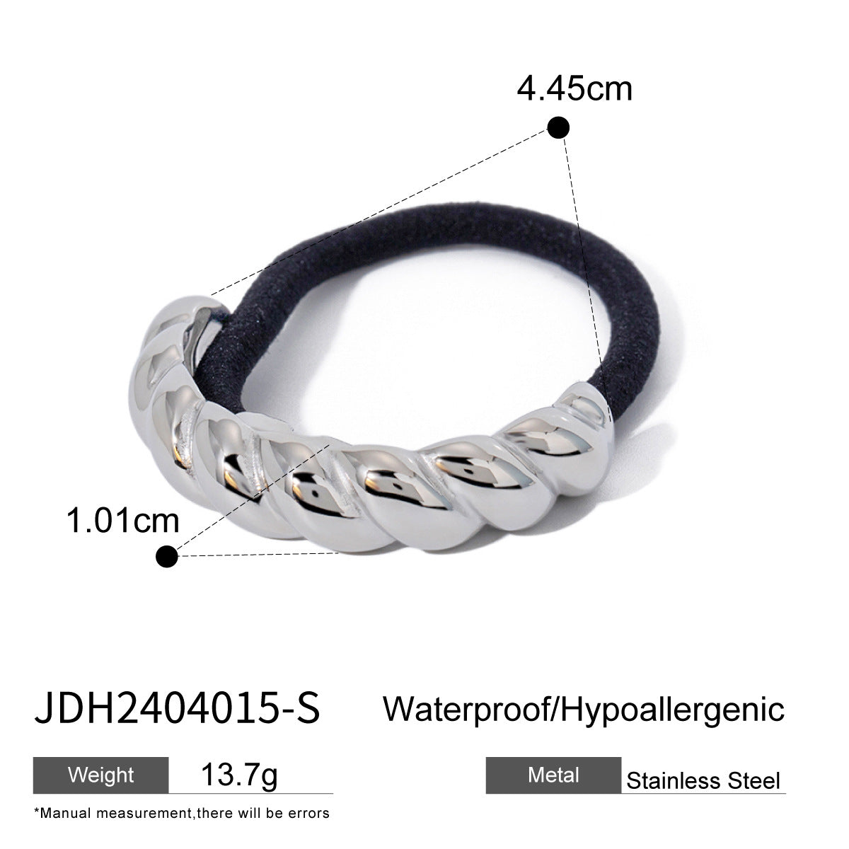 Ins Style 18K Gold Plated Stainless Steel Geometric U-Shape Black Elastic Hair Rope