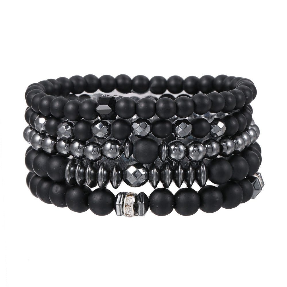 Handmade Geometric Cross Stone Beaded Bracelet Set for Unisex