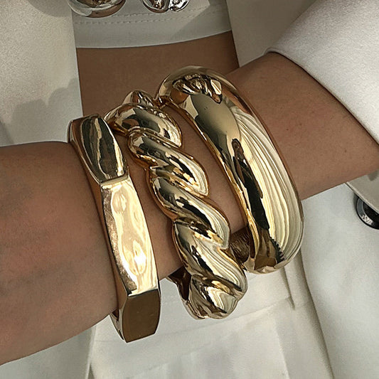 Irregular Geometric Zinc Alloy Plated Bracelet Set