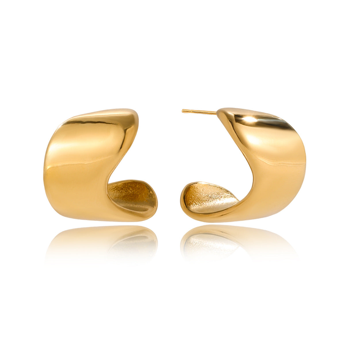 Pendientes de aro geométricos de acero inoxidable para mujer con acabado chapado, aretes minimalistas de lujo